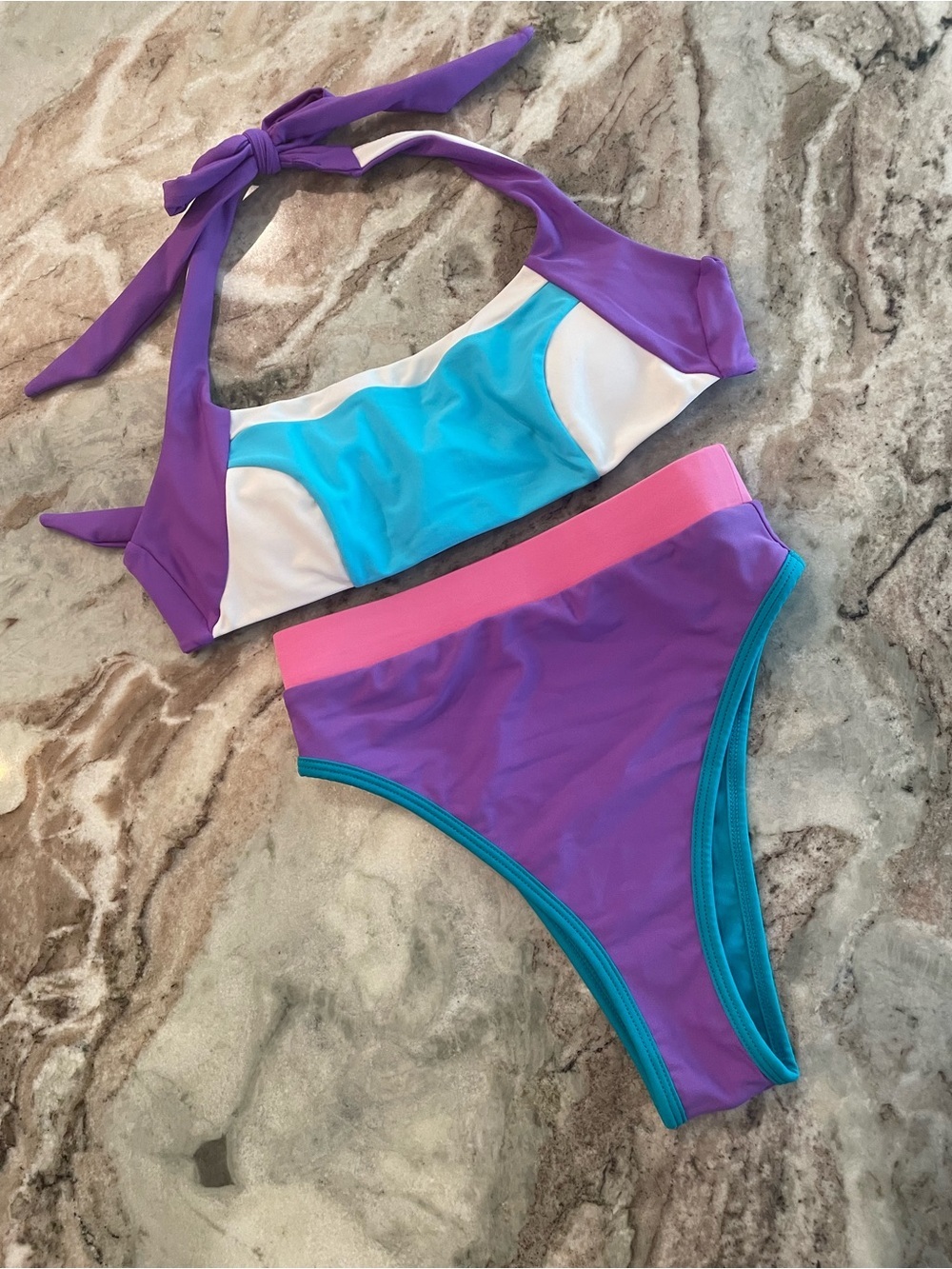 93 Play Street Bikini Swimsuit Halter Top High Cut Bottoms Size XS